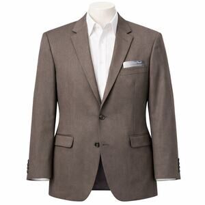 Jos A Bank Imperial Blend Brown Herringbone Silk Wool Blazer Jacket 46R NEW